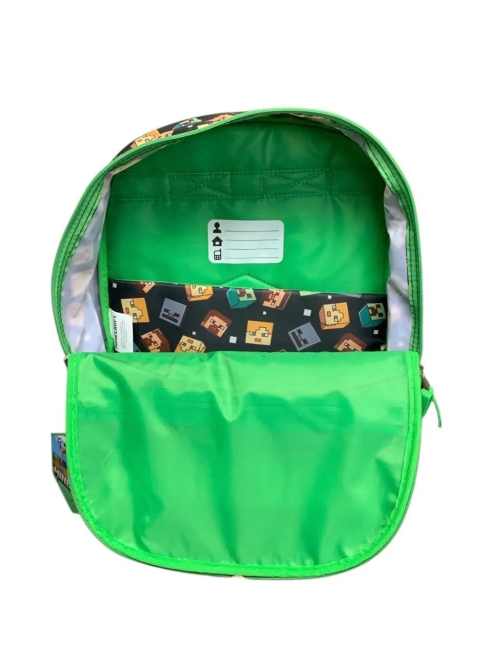 Minecraft Creeper Green Black Backpack Lunch Bag Set Kids Polyester